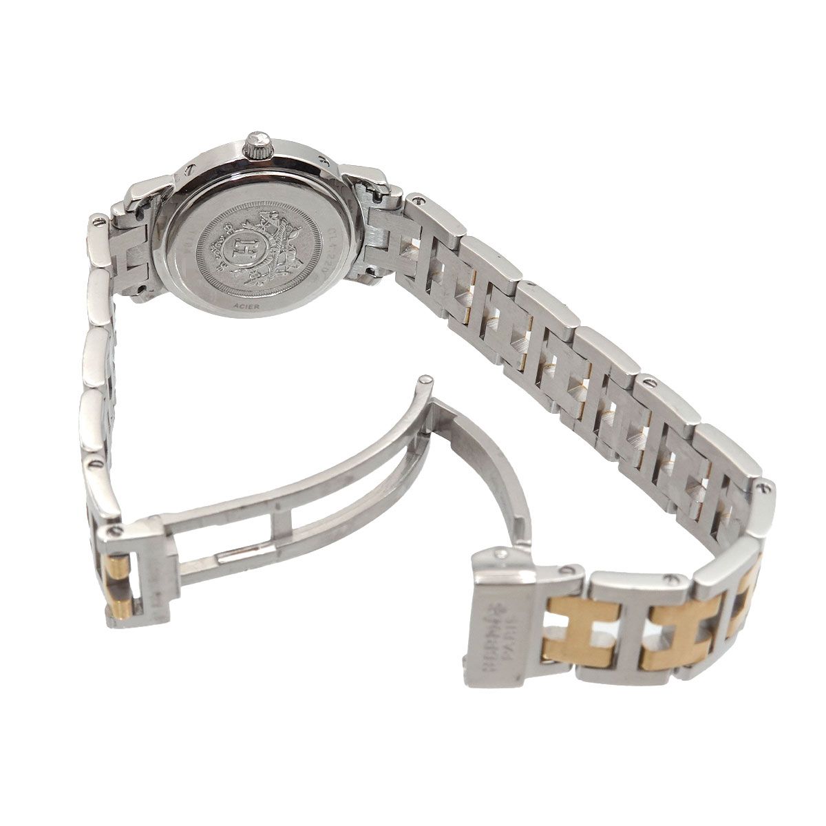 Hermes Clipper Vintage Watch Date Ivory Quartz — view 5