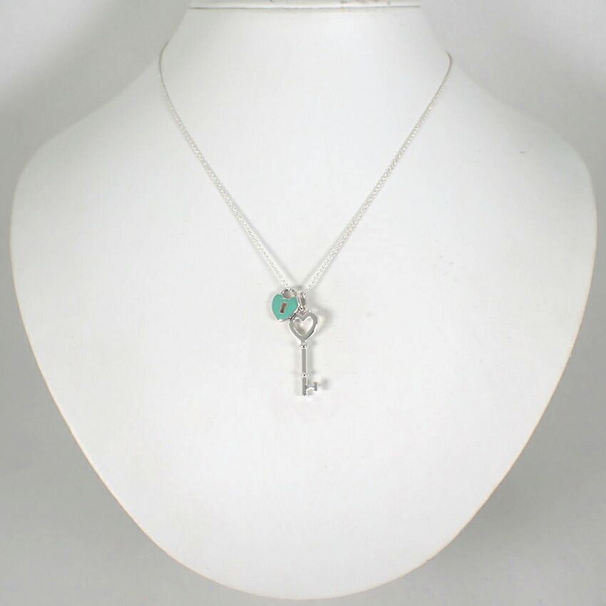 Tiffany & Co 925 Blue Keyhole Heart Key Pendant — view 2