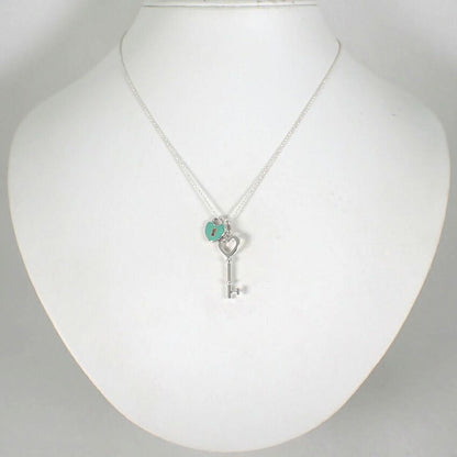 Tiffany & Co 925 Blue Keyhole Heart Key Pendant — view 2