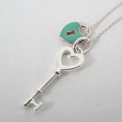 Tiffany & Co 925 Blue Keyhole Heart Key Pendant — view 6