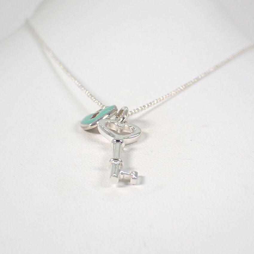 Tiffany & Co 925 Blue Keyhole Heart Key Pendant — view 4