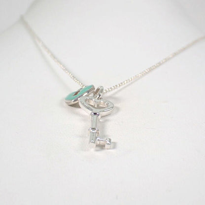 Tiffany & Co 925 Blue Keyhole Heart Key Pendant — view 4