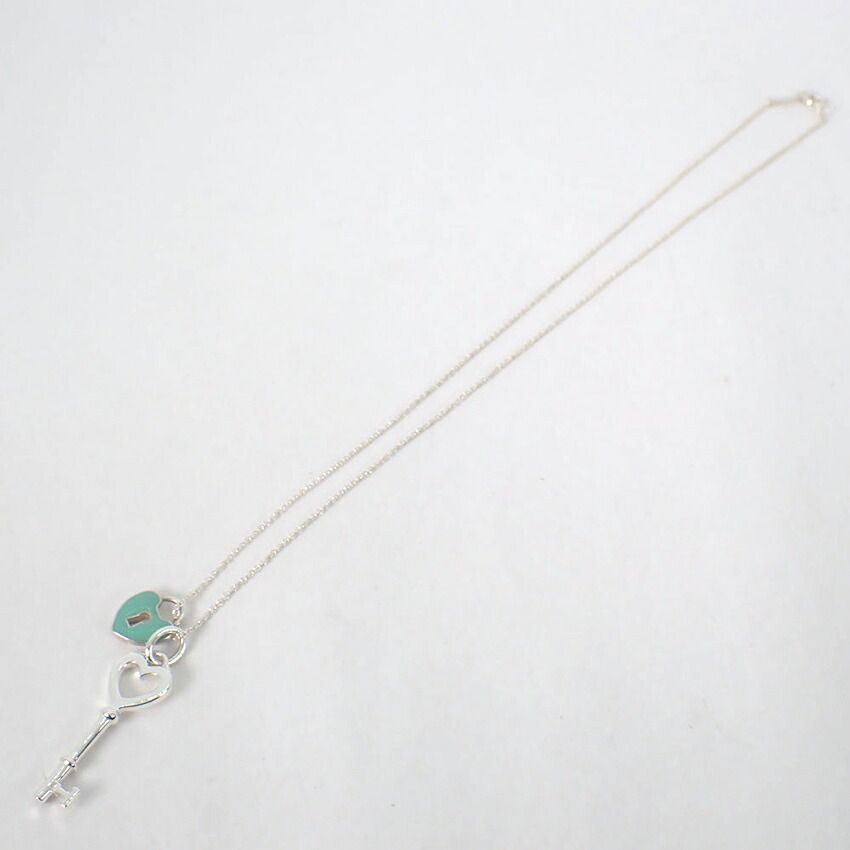 Tiffany & Co 925 Blue Keyhole Heart Key Pendant — view 5