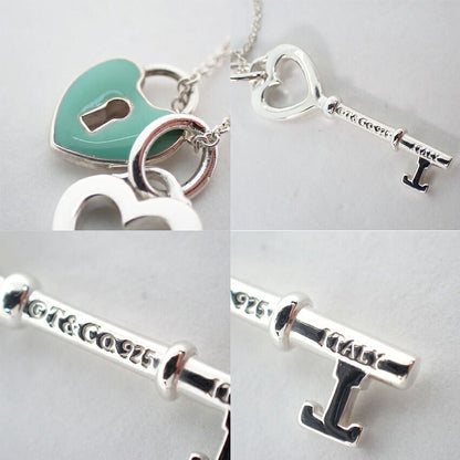 Tiffany & Co 925 Blue Keyhole Heart Key Pendant — view 8