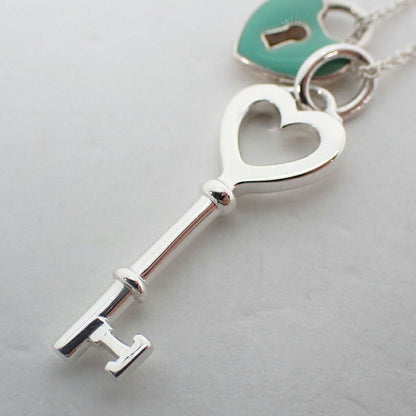 Tiffany & Co 925 Blue Keyhole Heart Key Pendant — view 7