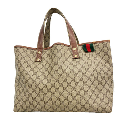 Gucci Tote Bag GG Supreme Brown Champagne Gold