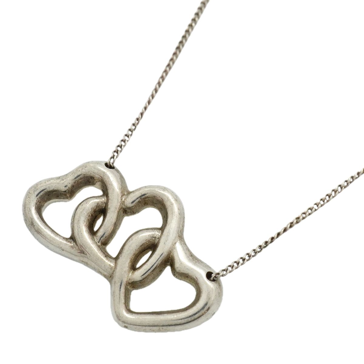 Tiffany & Co Necklace Triple Heart 925 Sterling Silver