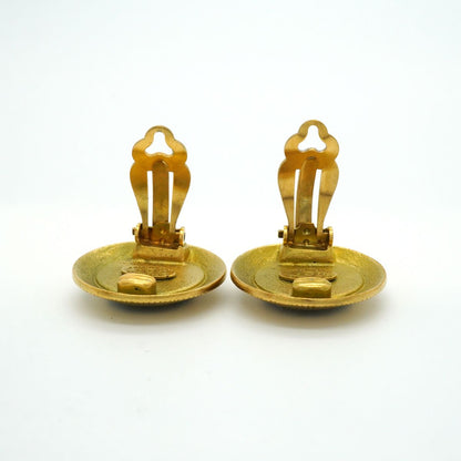 Chanel Earrings Vintage CC Logo Gold Plated Black — view 6