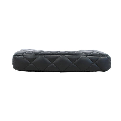 Chanel Shoulder Bag Quilted Lambskin Black Silver — view 3