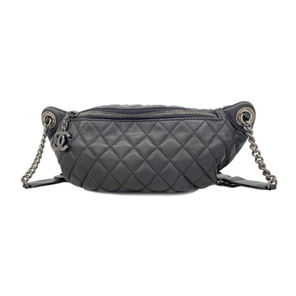 Chanel Belt Bag Quilted Lambskin Black Silver