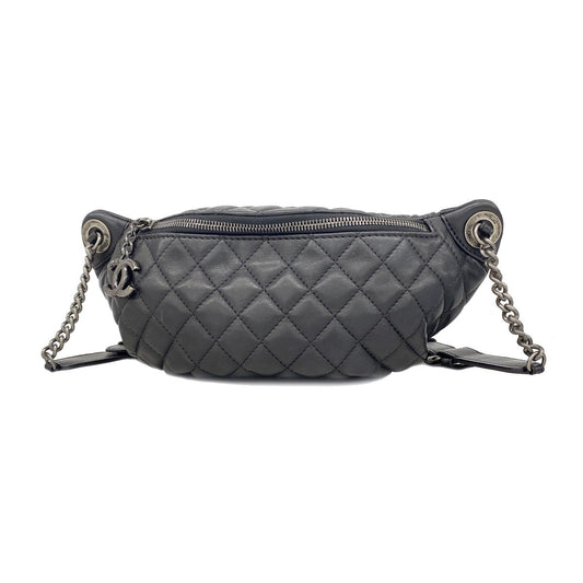 Chanel Belt Bag Quilted Lambskin Black Silver