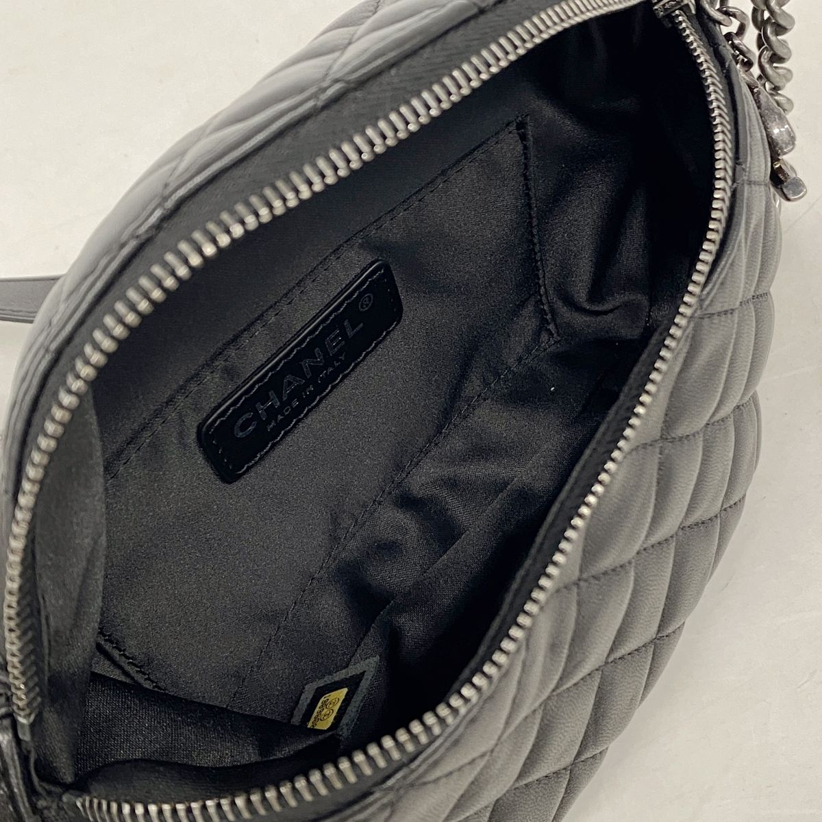 Chanel Belt Bag Quilted Lambskin Black Silver — view 4