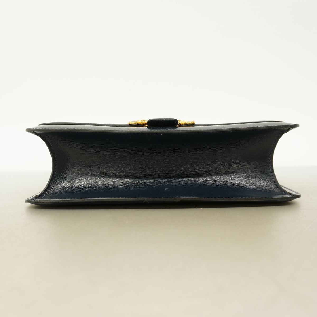 Hermes Shoulder Bag Solonge Box Calf Navy Gold — view 3