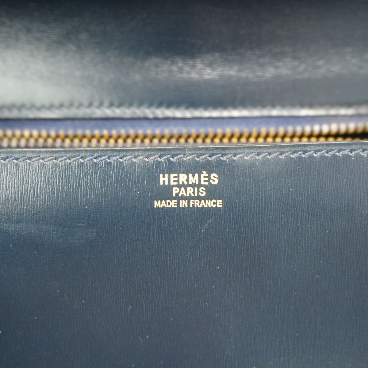 Hermes Shoulder Bag Solonge Box Calf Navy Gold — view 5