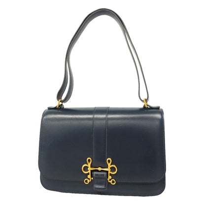 Hermes Shoulder Bag Solonge Box Calf Navy Gold