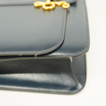 Hermes Shoulder Bag Solonge Box Calf Navy Gold — view 6