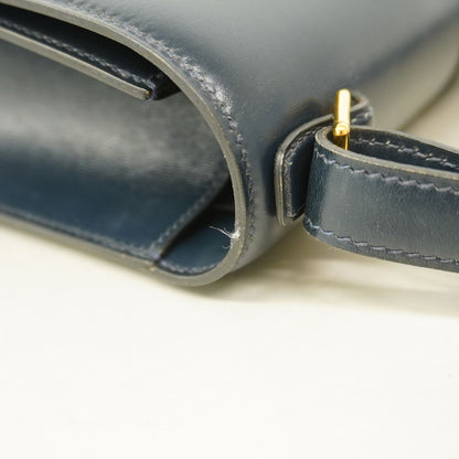 Hermes Shoulder Bag Solonge Box Calf Navy Gold — view 7