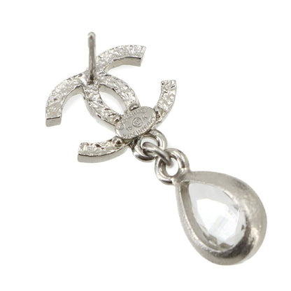 Chanel CC Logo Crystal Stone Drop Earrings Silver 15K — view 3