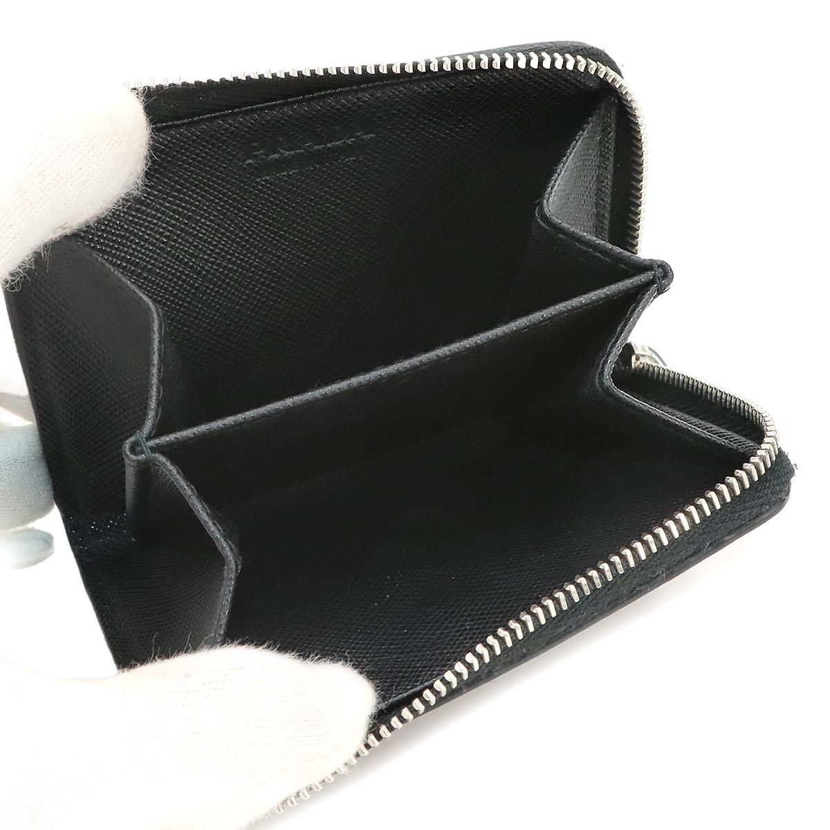 Prada Card Case Coin Purse Fragment Saffiano Leather Nero Black — view 5