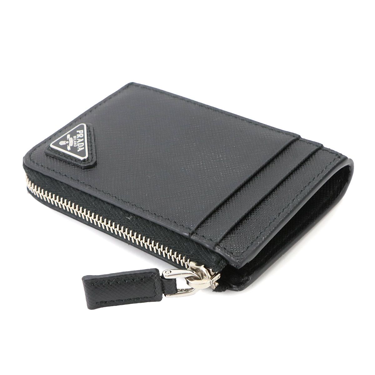 Prada Card Case Coin Purse Fragment Saffiano Leather Nero Black — view 4