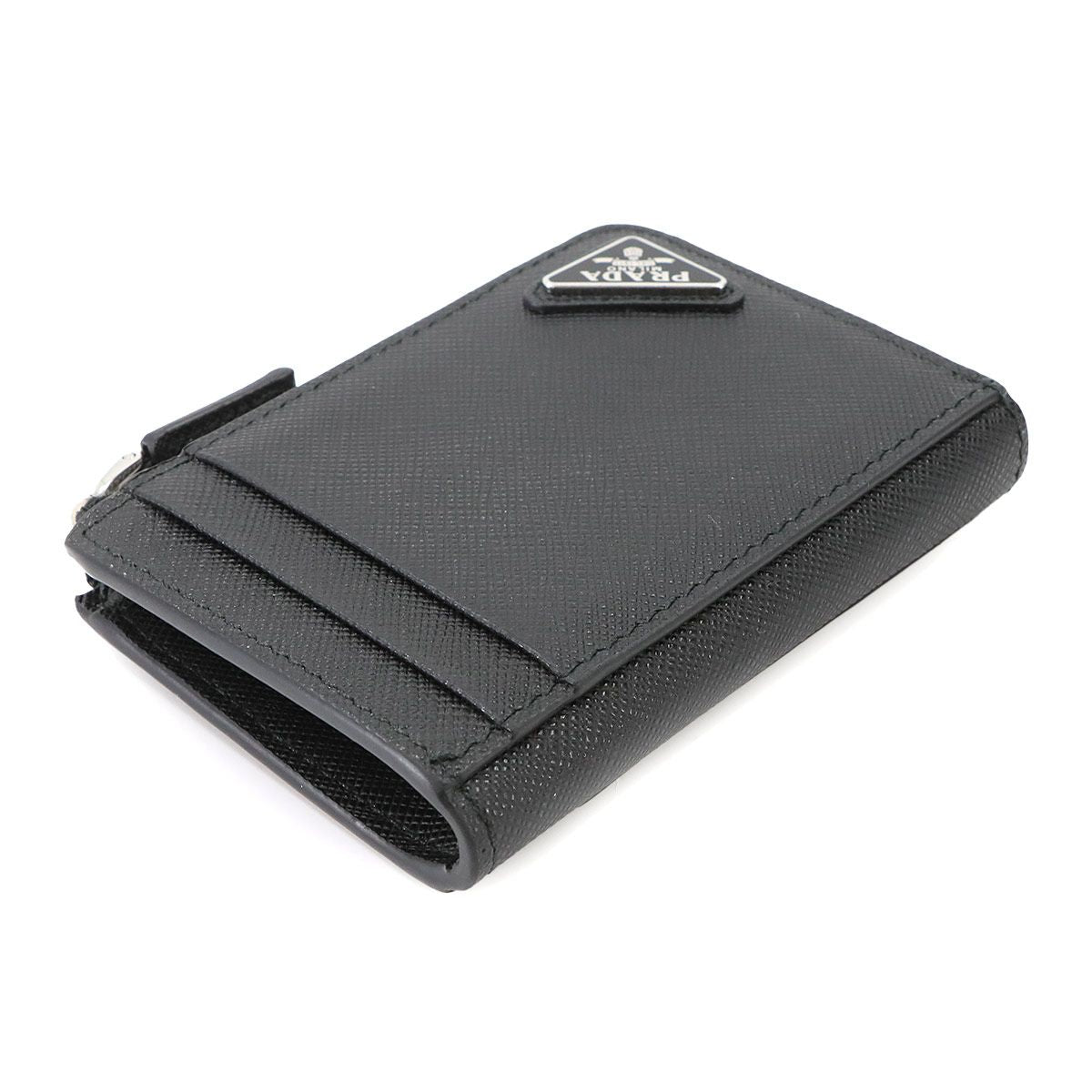 Prada Card Case Coin Purse Fragment Saffiano Leather Nero Black — view 3