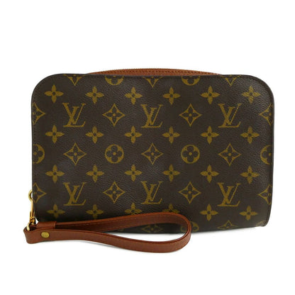 Louis Vuitton Orsay Monogram Clutch Brown Gold