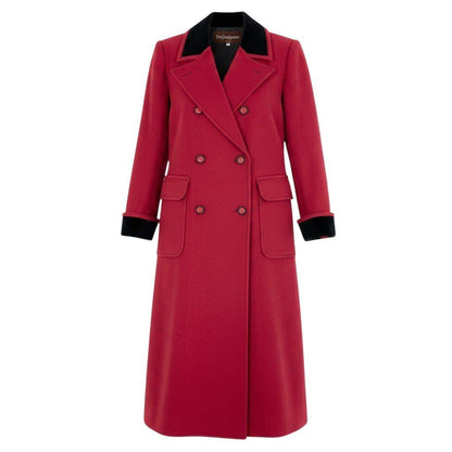 Saint Laurent Yves Saintl Aurent Double Breasted Chesterfield Wool Coat Velour