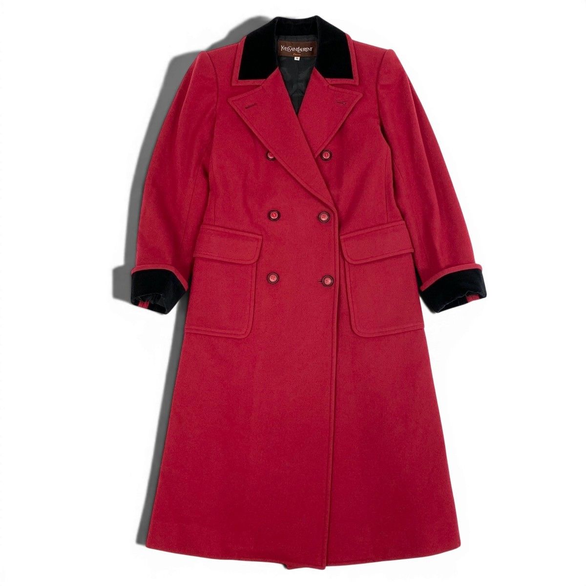 Saint Laurent Yves Saintl Aurent Double Breasted Chesterfield Wool Coat Velour — view 2