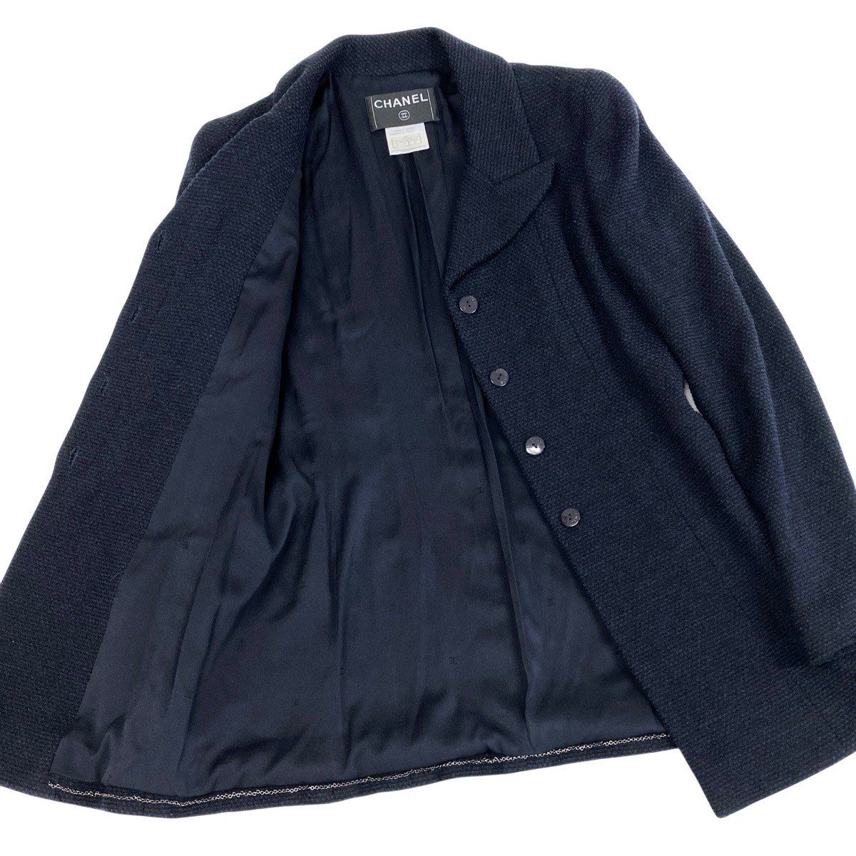 Chanel 01C CC Logo Long Jacket Black — view 4