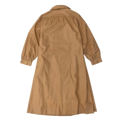 Celine Vintage Long Coat Lightweight Trim Off Gold Button Beige — view 3