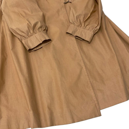 Celine Vintage Long Coat Lightweight Trim Off Gold Button Beige — view 5