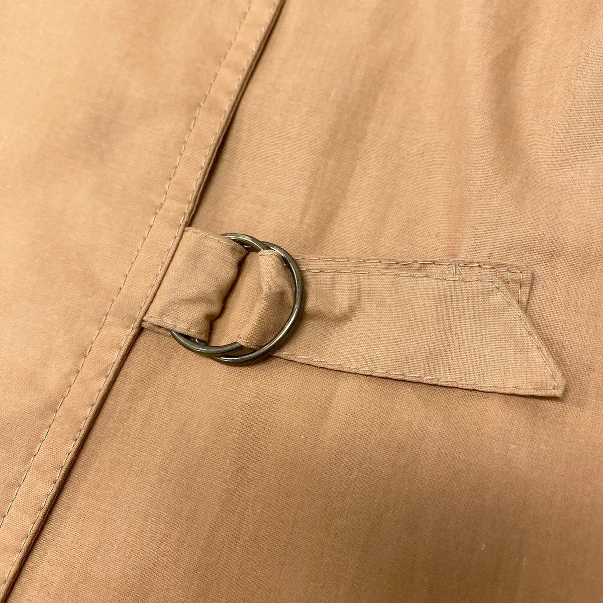Celine Vintage Long Coat Lightweight Trim Off Gold Button Beige — view 6