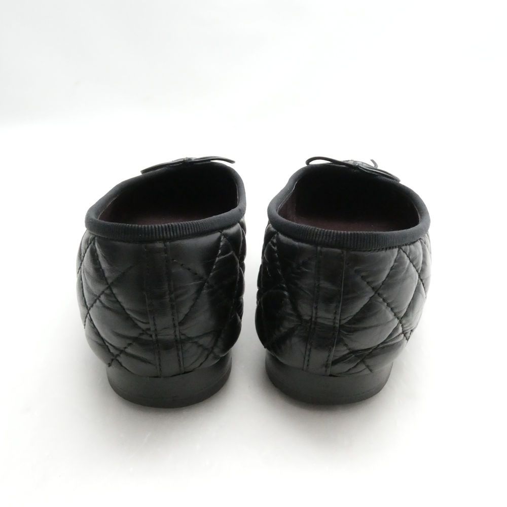 Chanel Quilted Flat Pumps 37C CC Logo Ballet Shoes — view 4