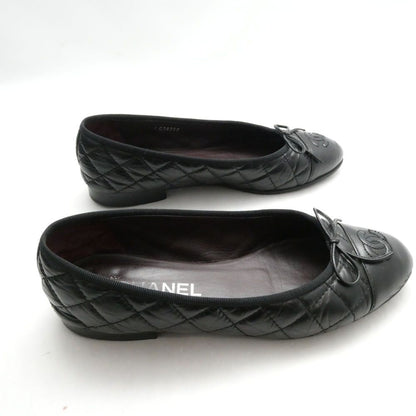Chanel Quilted Flat Pumps 37C CC Logo Ballet Shoes — view 5
