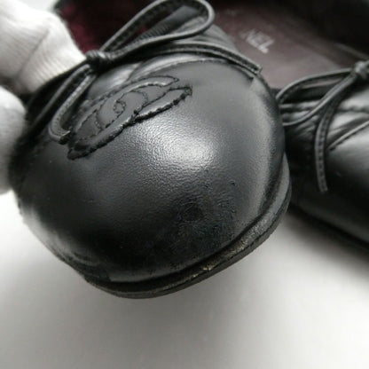 Chanel Quilted Flat Pumps 37C CC Logo Ballet Shoes — view 6
