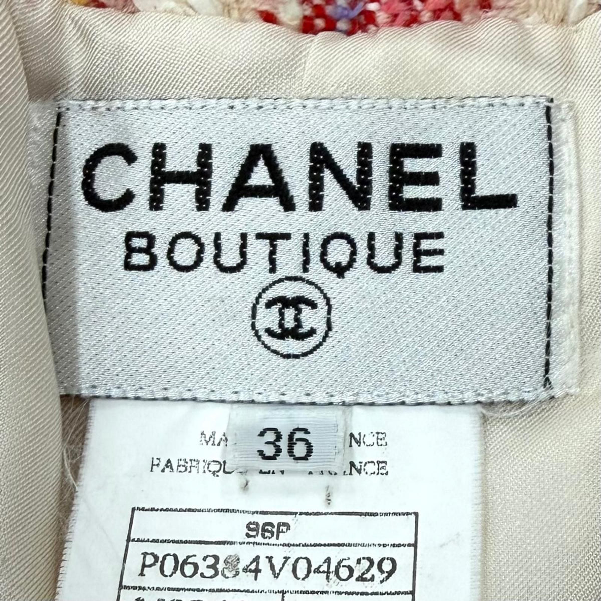 Chanel Vintage 96P Lining Silk 100% Coco Buttons Mixed Tweed Jacket Multi FR 36 — view 7