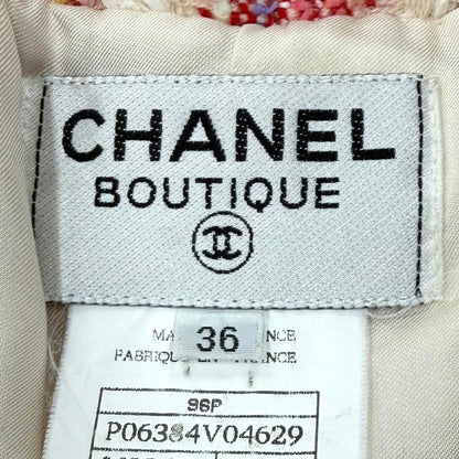 Chanel Vintage 96P Lining Silk 100% Coco Buttons Mixed Tweed Jacket Multi FR 36 — view 7