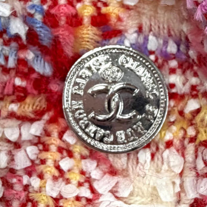 Chanel Vintage 96P Lining Silk 100% Coco Buttons Mixed Tweed Jacket Multi FR 36 — view 5