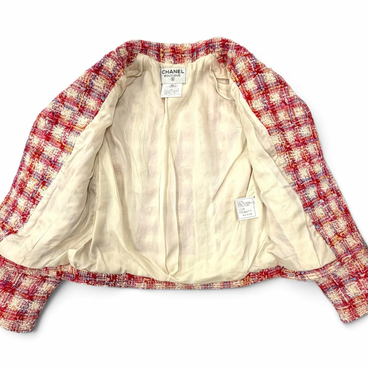 Chanel Vintage 96P Lining Silk 100% Coco Buttons Mixed Tweed Jacket Multi FR 36 — view 4