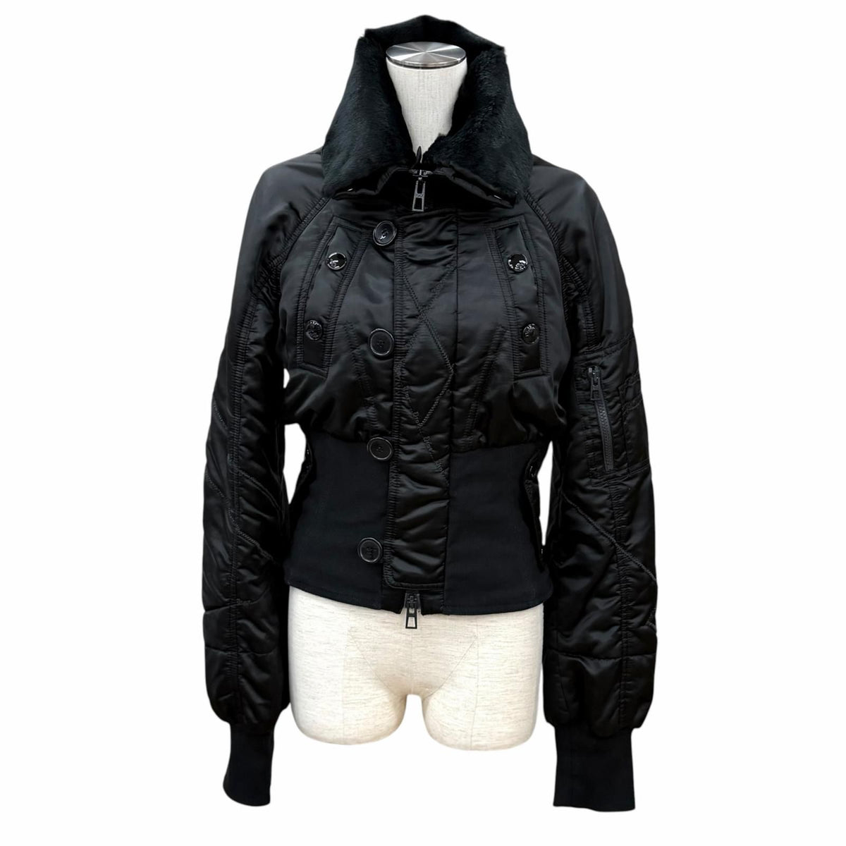 Dior John Galliano Era Collar Rabbit Fur Cropped Bomber Jacket 44