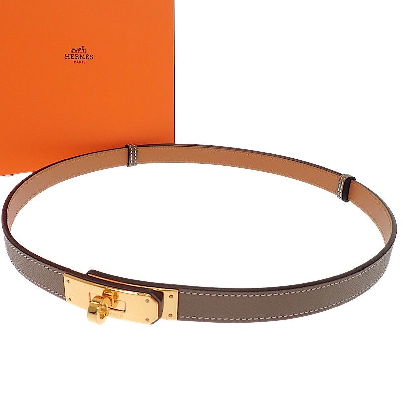 Hermes Kelly 18 Belt Veau Epsom Beige Etoupe Gold