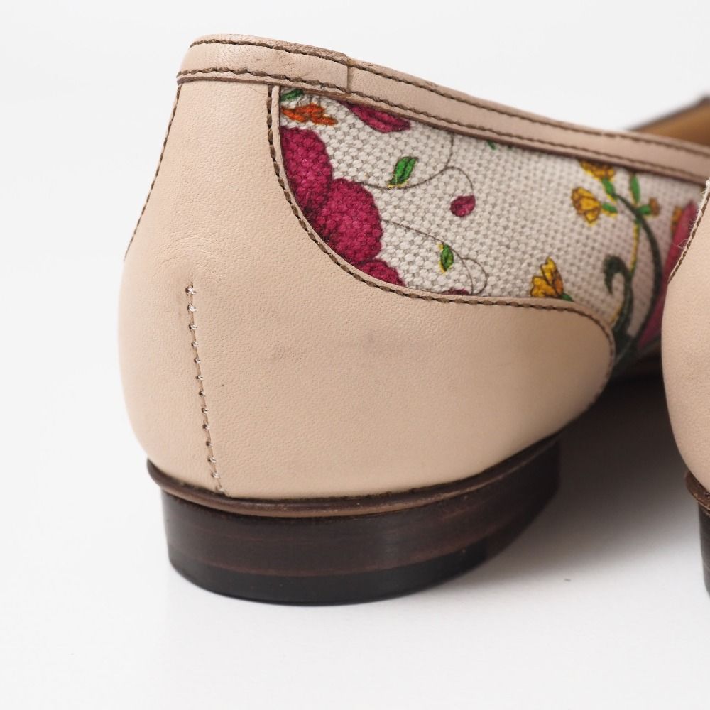 Gucci Pumps Bamboo Horsebit Flat Flower Leather Canvas/rb — view 4