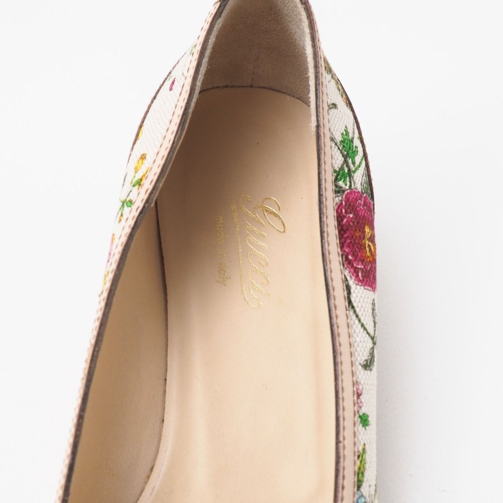 Gucci Pumps Bamboo Horsebit Flat Flower Leather Canvas/rb — view 7