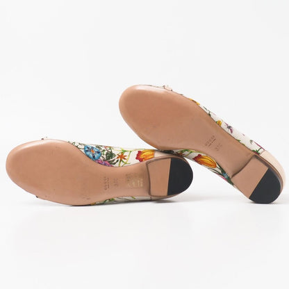 Gucci Pumps Bamboo Horsebit Flat Flower Leather Canvas/rb — view 5