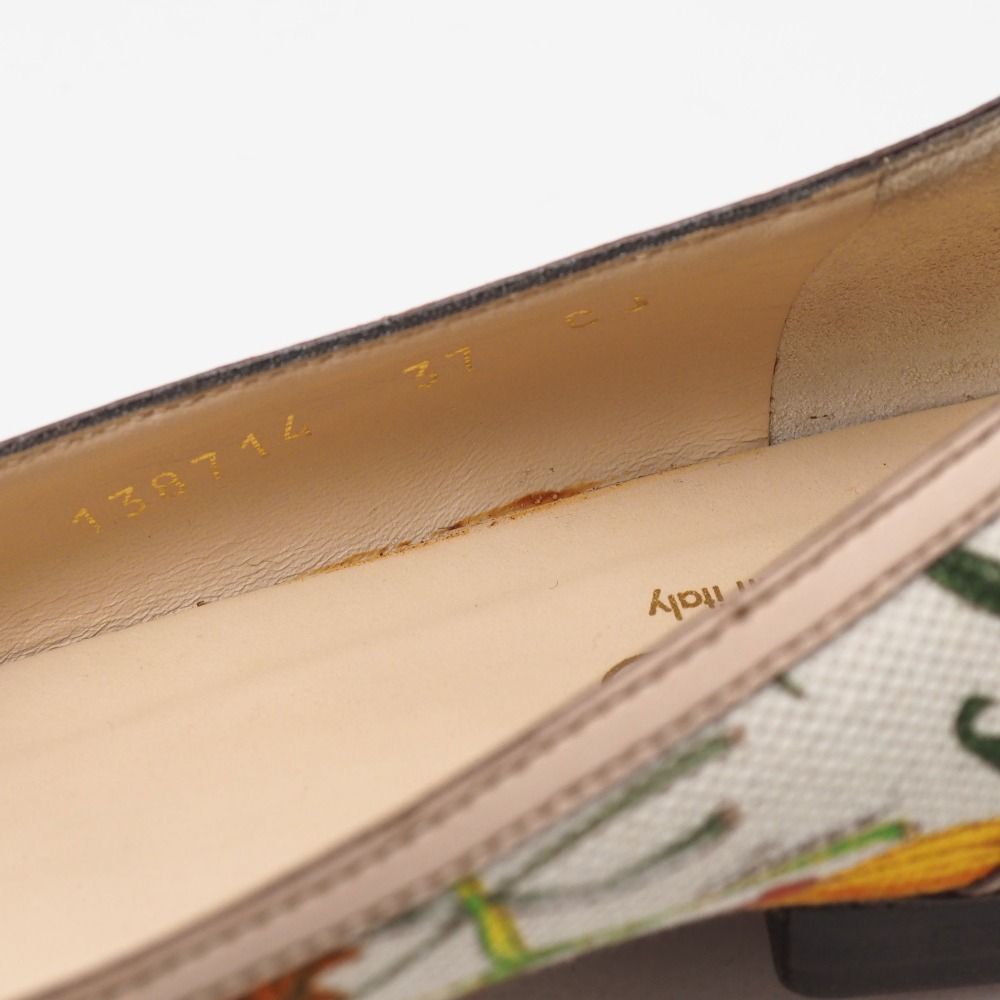 Gucci Pumps Bamboo Horsebit Flat Flower Leather Canvas/rb — view 8