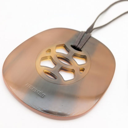 Hermes Rift GM Buffalo Horn Necklace Brown Pink — view 2