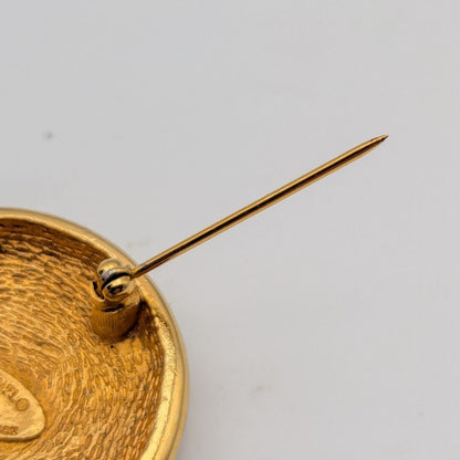 Chanel Brooch CC Logo Gold Round Radiant Pattern First Era Vintage — view 5
