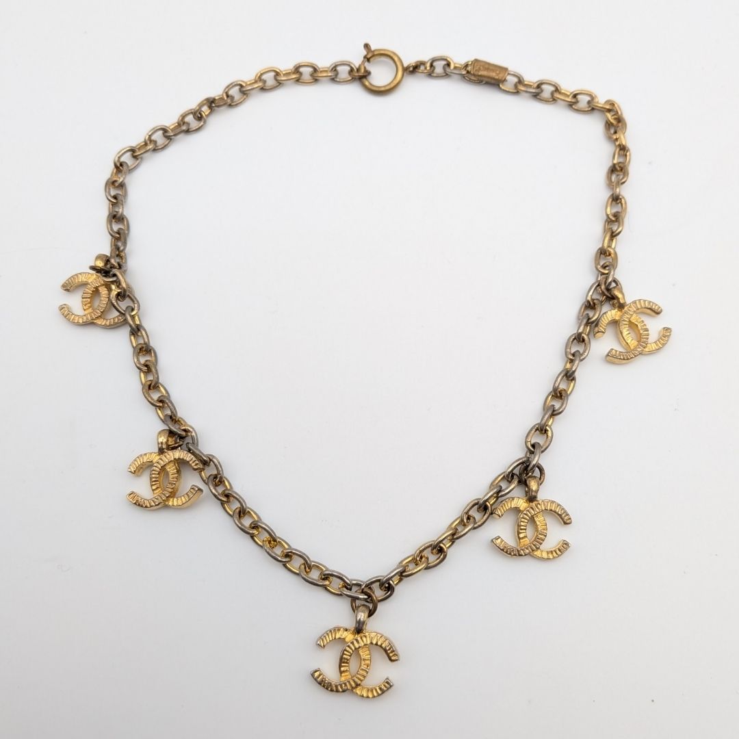Chanel CC Logo Gold Chain Necklace First Era Vintage