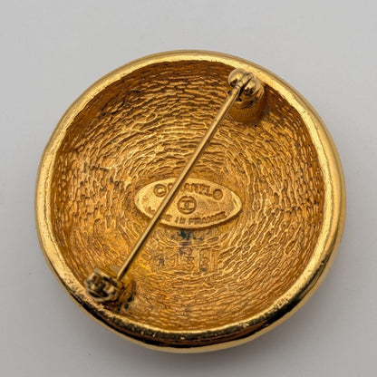 Chanel Brooch CC Logo Gold Round Radiant Pattern First Era Vintage — view 4