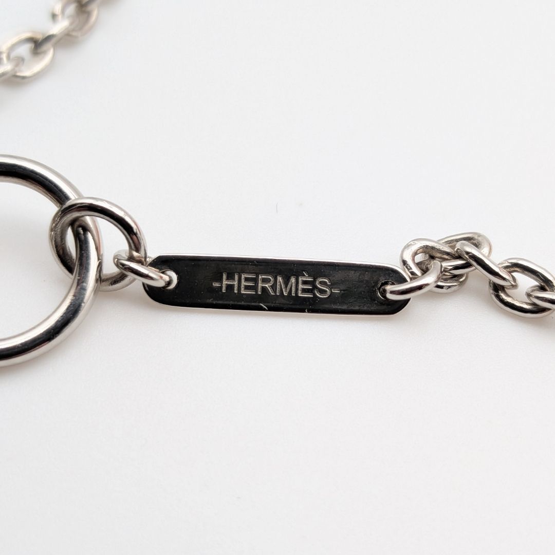 Hermes Mobile H Buffalo Horn Necklace Silver Brown Black — view 8